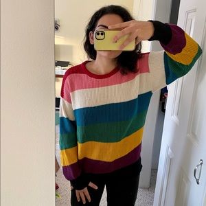 Forever 21 rainbow striped knit sweater